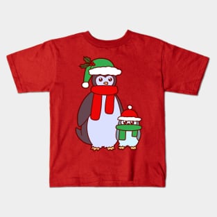 Mama and Baby Christmas Penguins Kids T-Shirt
